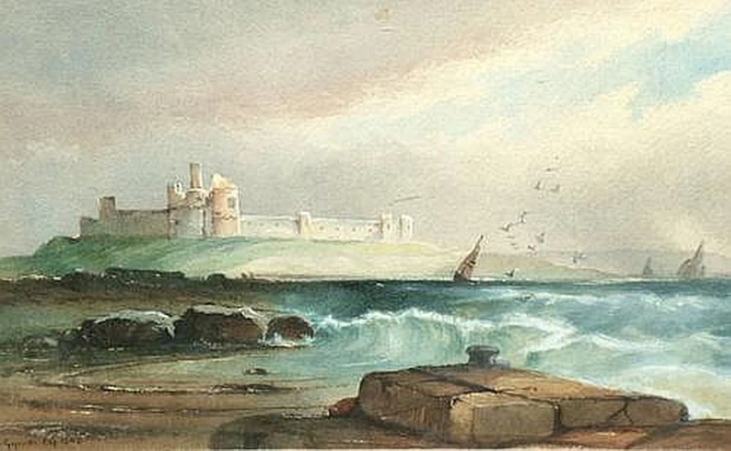 Veduta di un castello da un porto